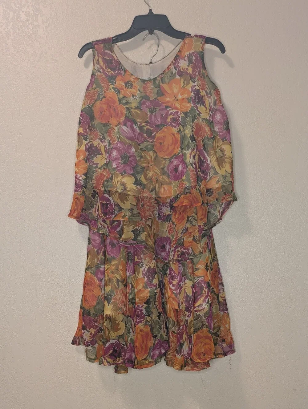 MENG Luxury 100% Silk Chiffon Watercolor Floral Co-Ord Matching Set XS/S